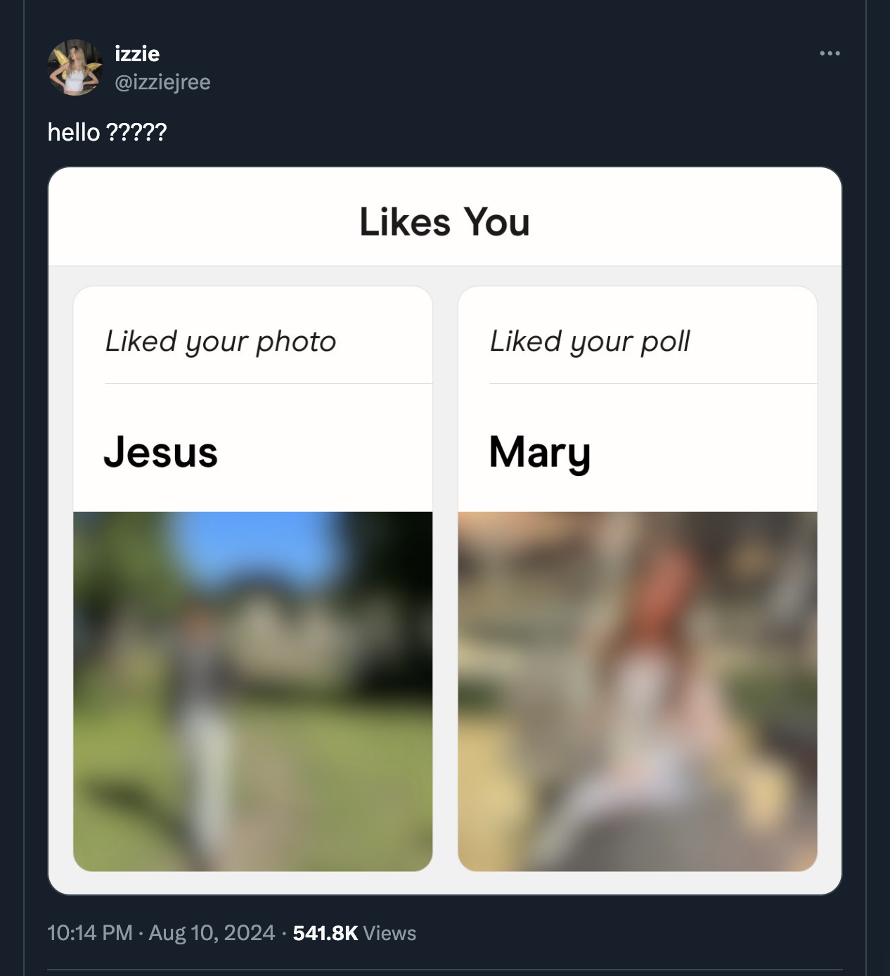 screenshot - izzie hello ????? You d your photo d your poll Jesus Mary Views